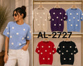 Suéter de punto con apliques de flores-AL-2727