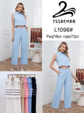 Conjunto de top sin mangas y pantalón-L1098#