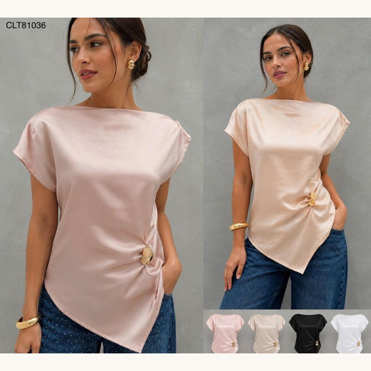Blusa Satin Asimetrica Lisa-CLT81036