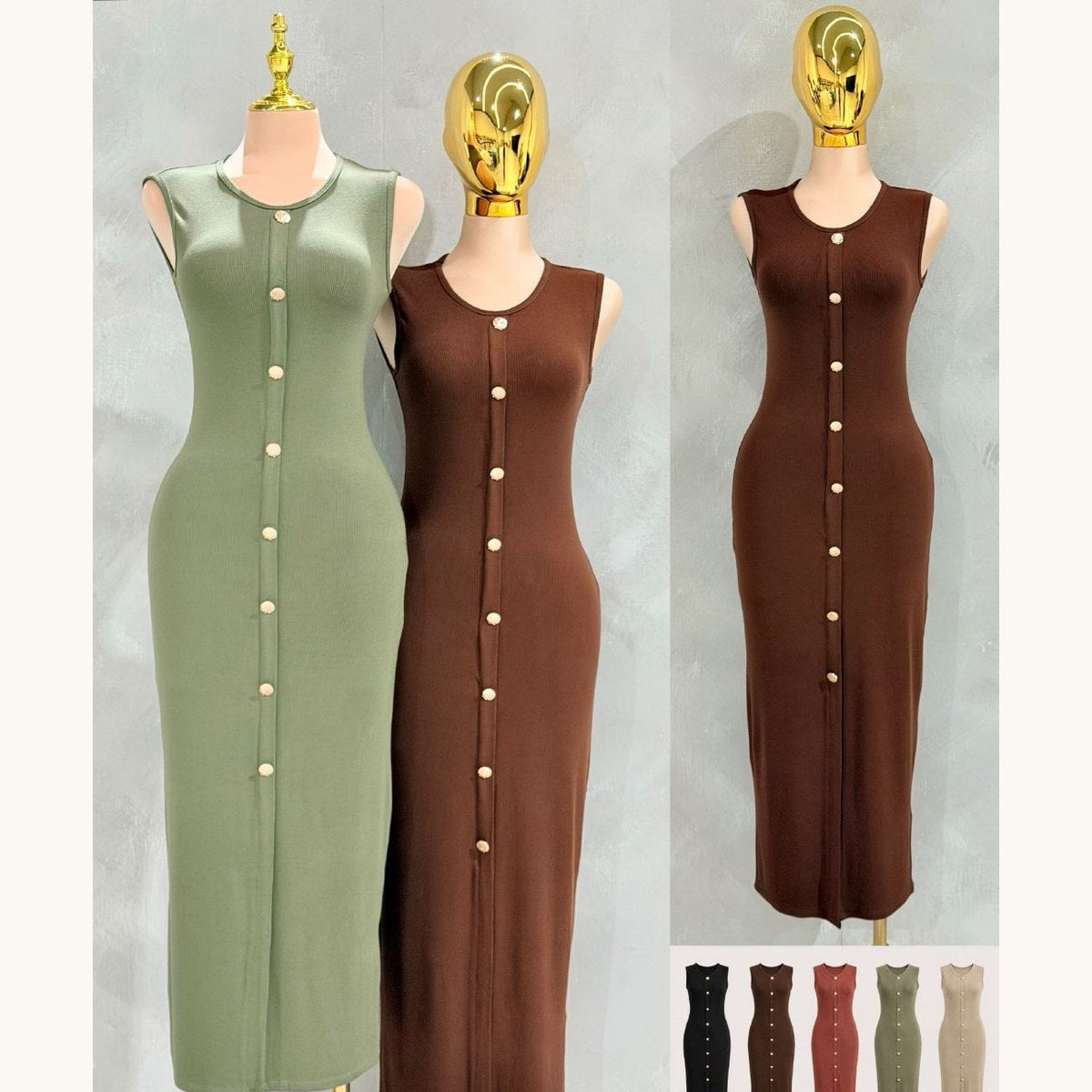 Vestido Rib Botones-G8V3M186