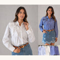 Camisa Rayada Detalle Flor-MT026