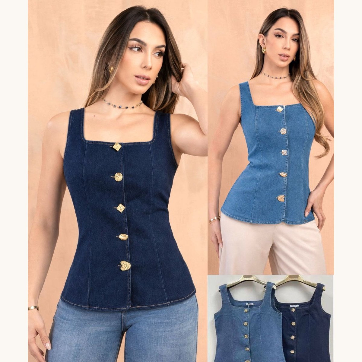 Blusa Mezclilla con Tirantes-MTM637