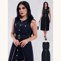 Vestido Denim con Cinto-MTM659