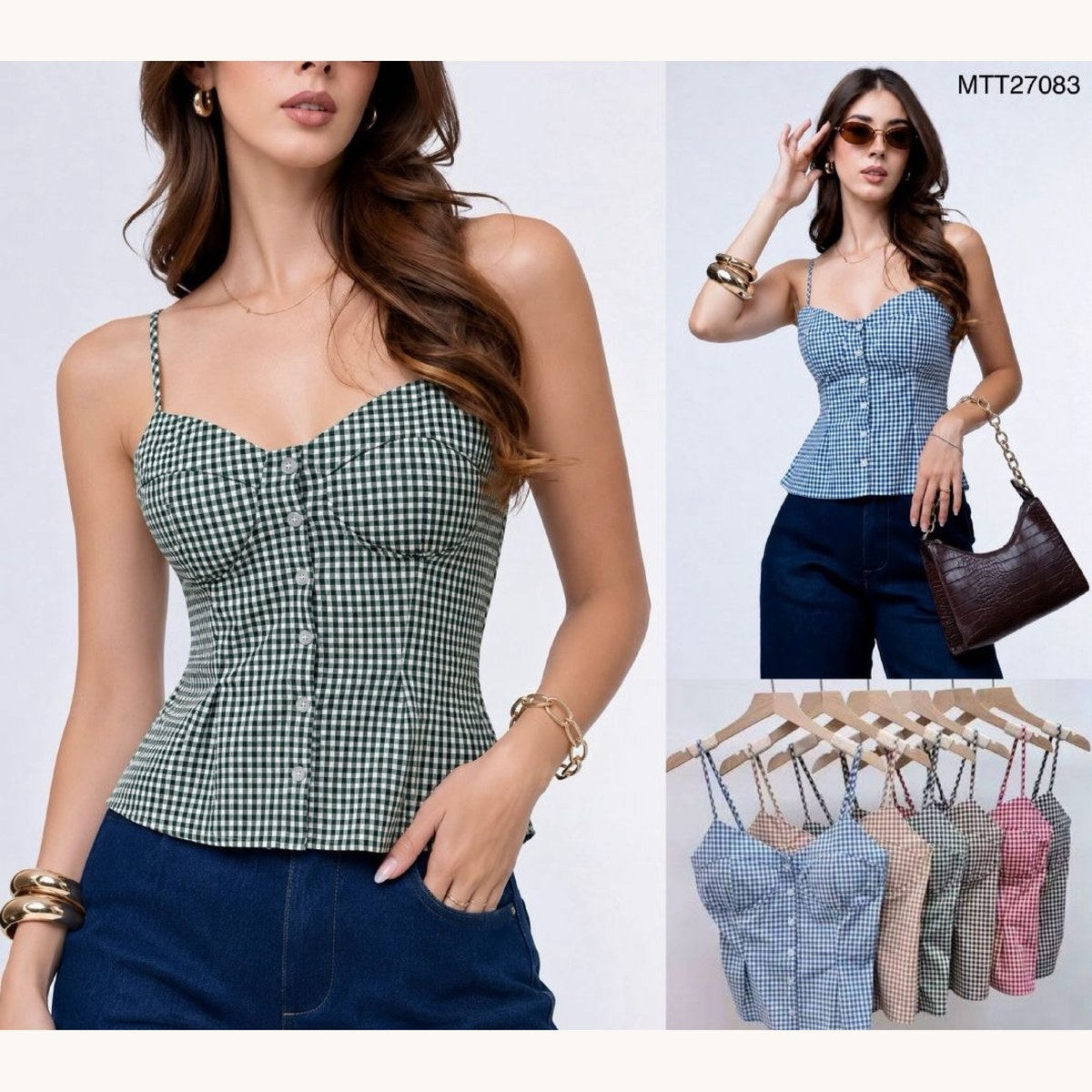 Blusa Vichy con Tirantes-MTT27083