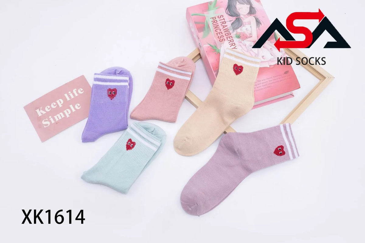 Calcetines de niña con diseño de corazón-1-XK1614