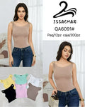 Blusa sin mangas con detalle de cadena en hombros-QA6091#
