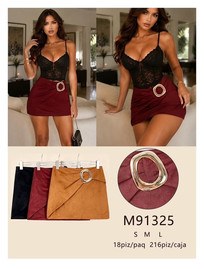 Falda con hebilla decorativa-M91325