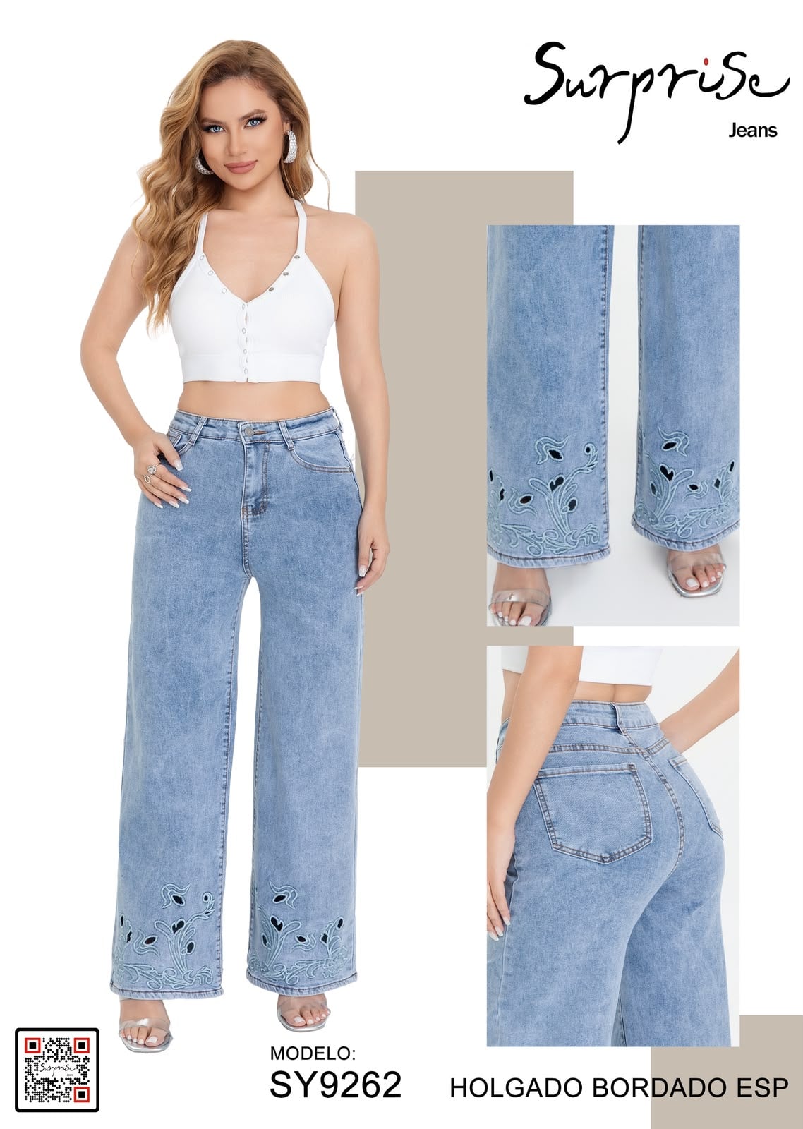 Jeans Holgado Bordado Especial Surprise-SY9262
