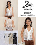 Blusa de encaje con botones-D116#