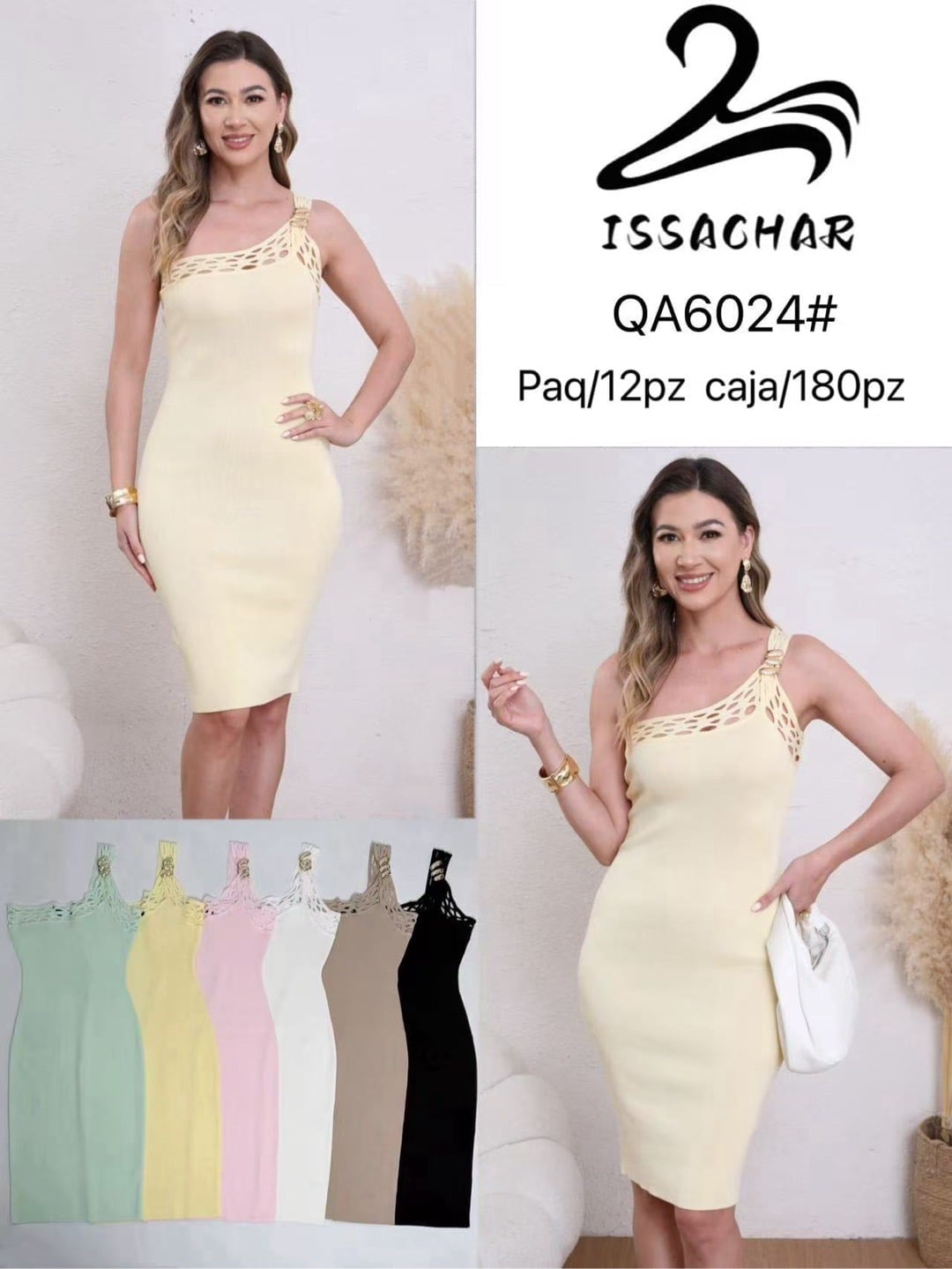 Vestido de un hombro con detalles-QA6024#