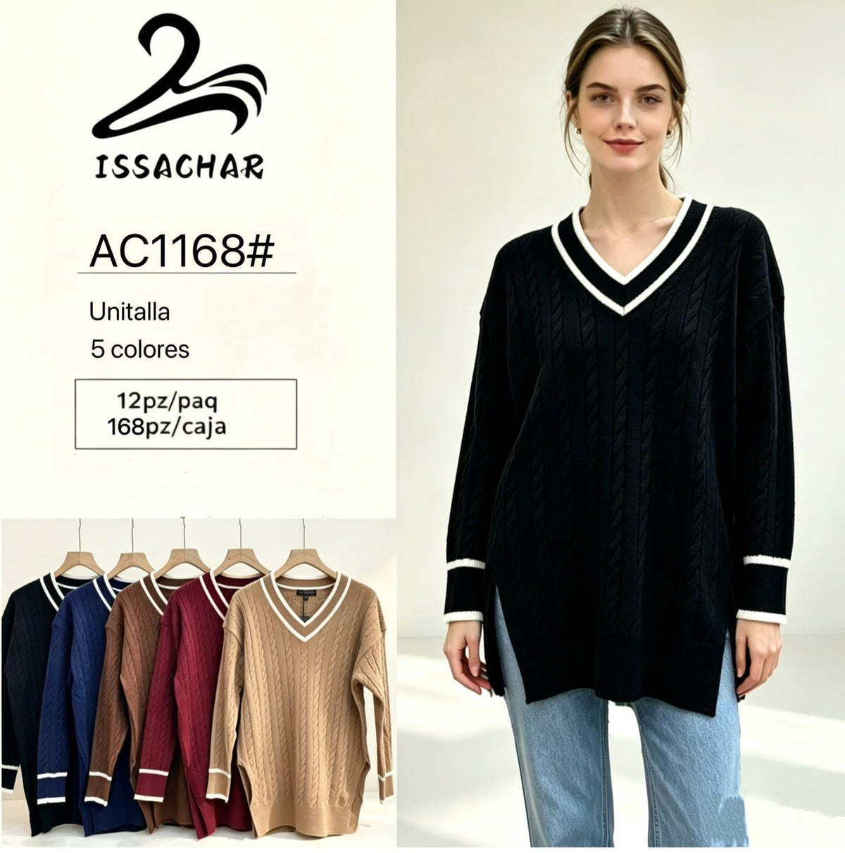 Suéter cuello en V-AC1168#