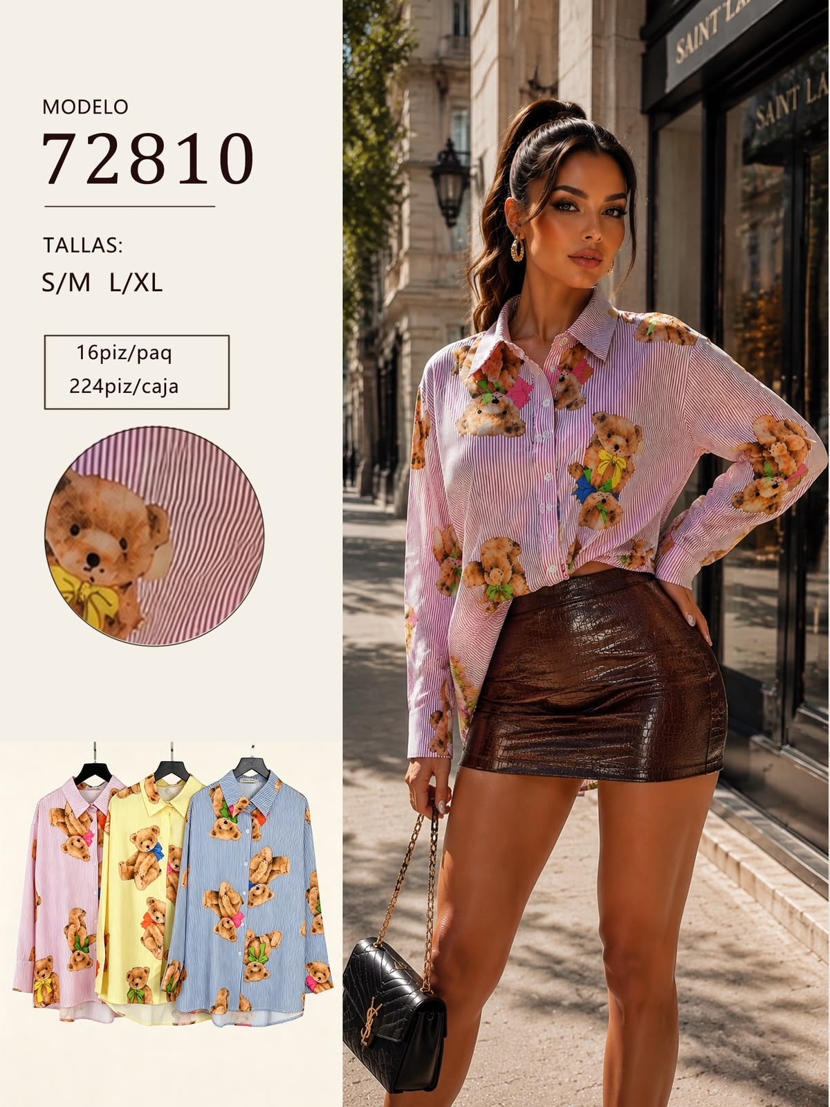 Camisa con estampado de osos-72810
