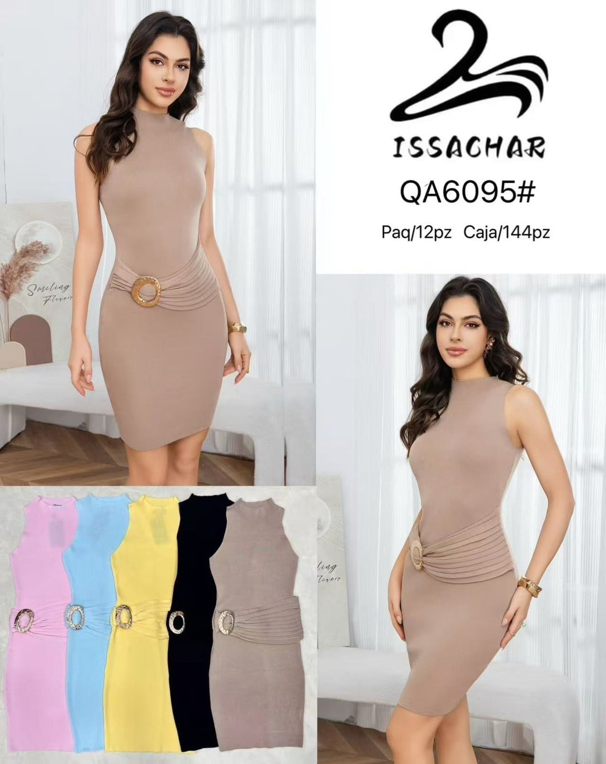 Vestido con detalle de hebilla-QA6095#