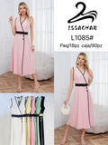 Vestido tipo wrap con cinturón-L1085