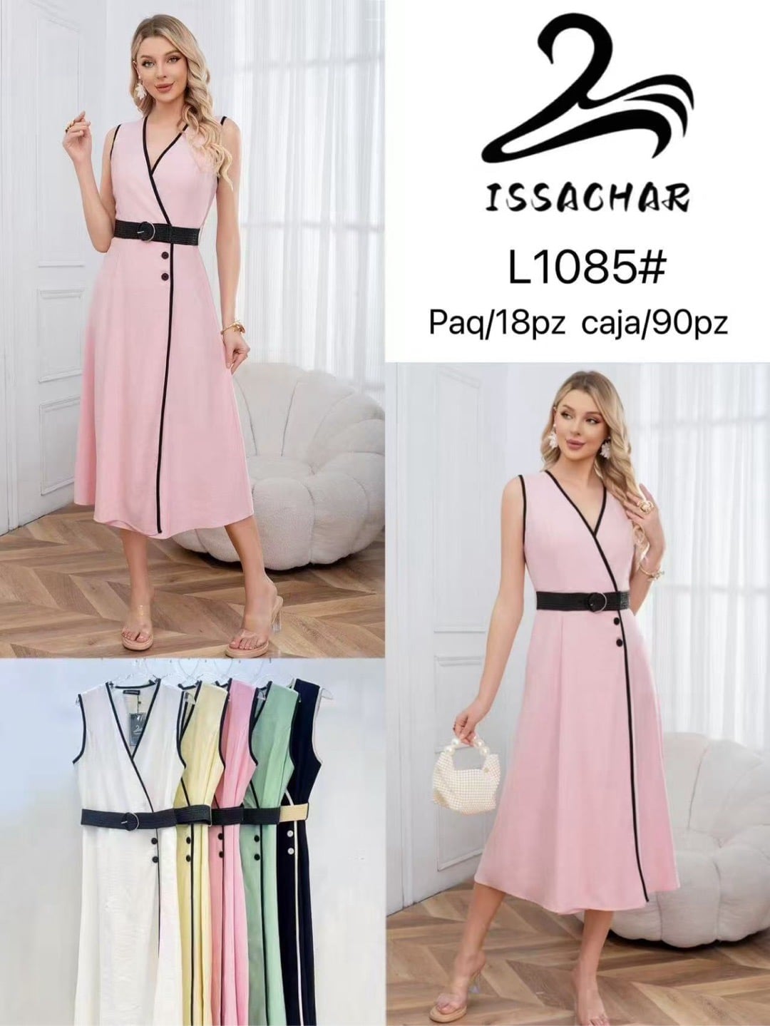 Vestido tipo wrap con cinturón-L1085