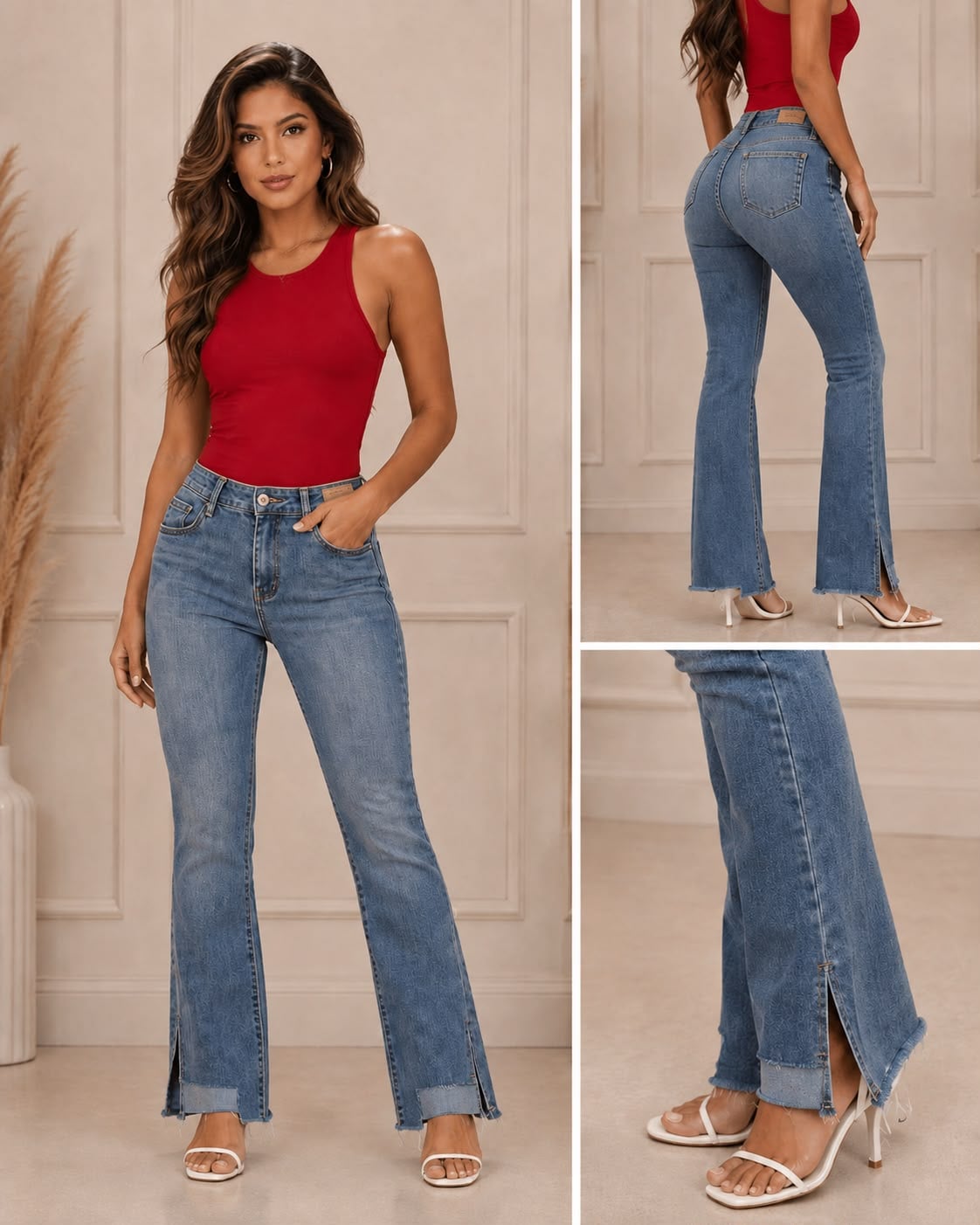 Jeans acampanados con abertura lateral-NP26536