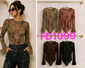 Body de manga larga con estampado floral-FD1099