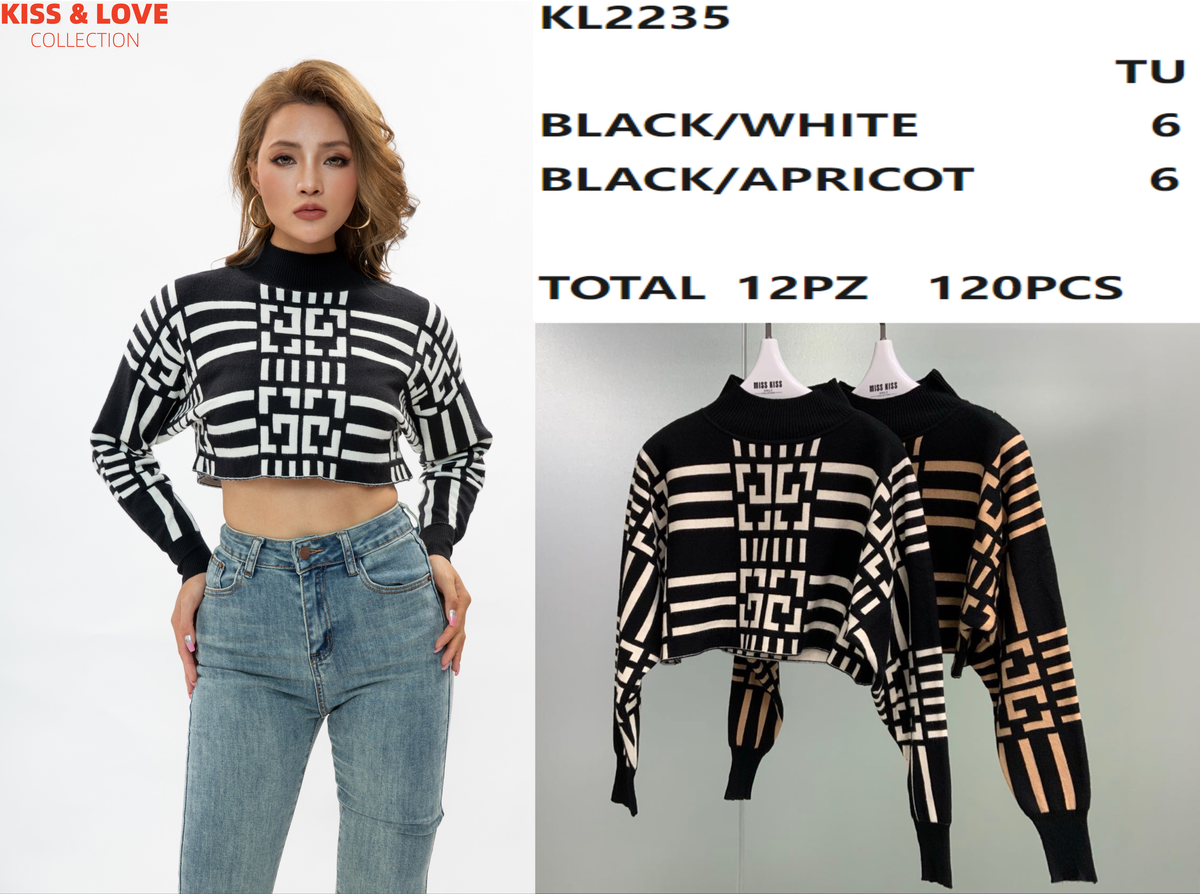 Suéter crop top geométrico-KL2235