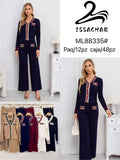Conjunto de cárdigan y pantalón de punto-ML88335#