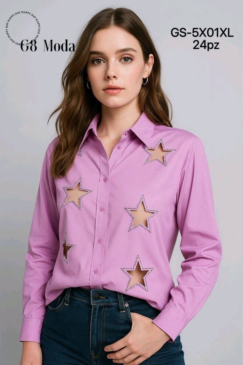 Camisa con detalles de estrellas-CAM-GS-5X01XL