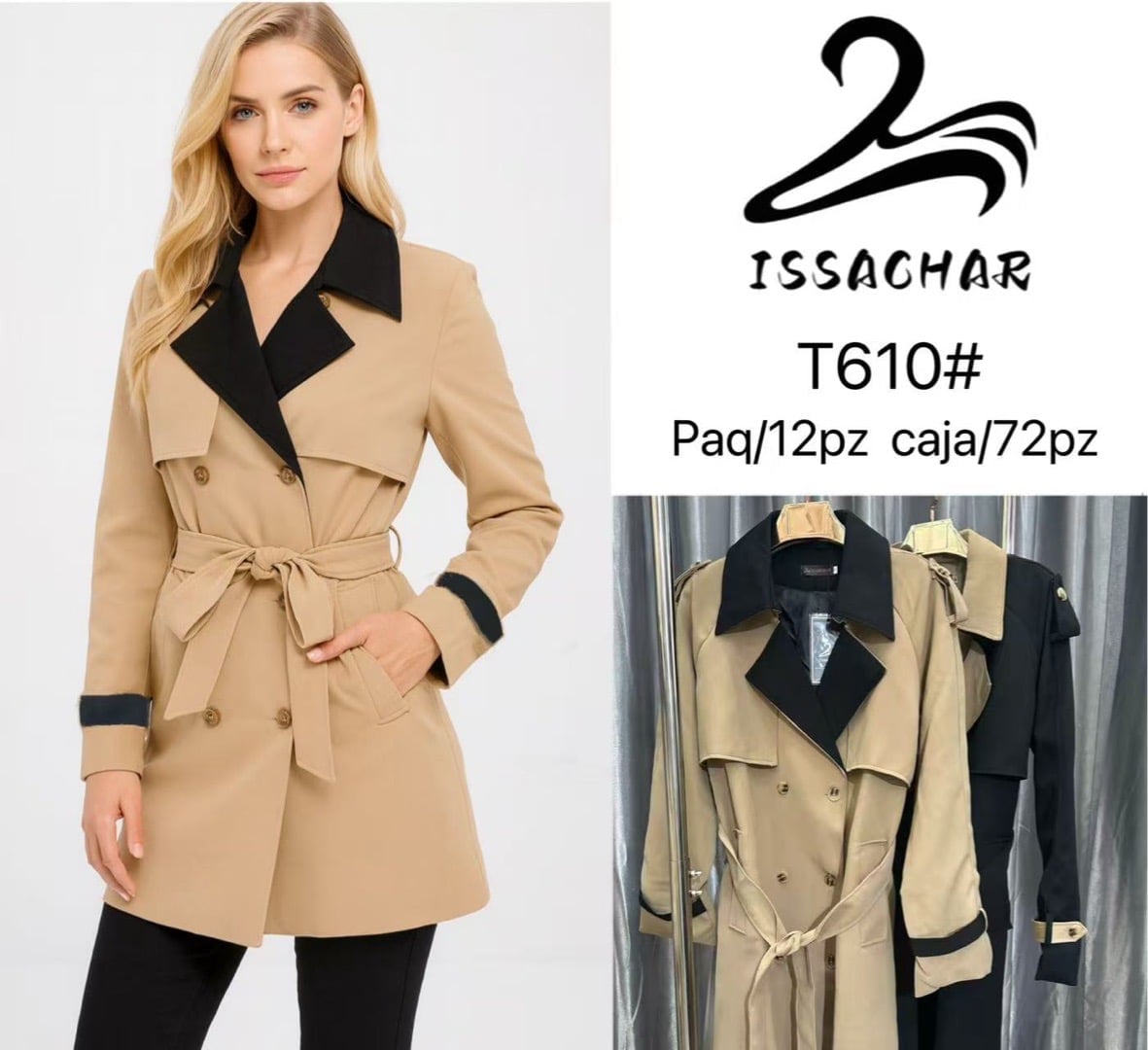 Trench coat con cinturón-T610#