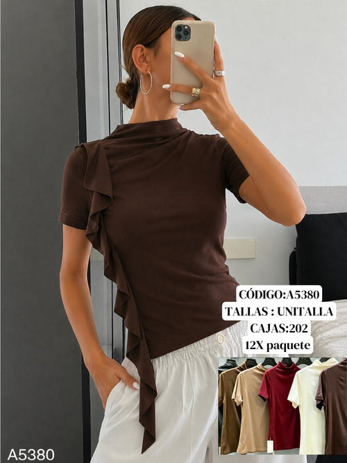 Blusa con detalle de holán-A5380