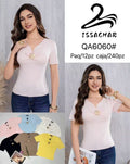 Blusa de manga corta con detalle-QA6060#