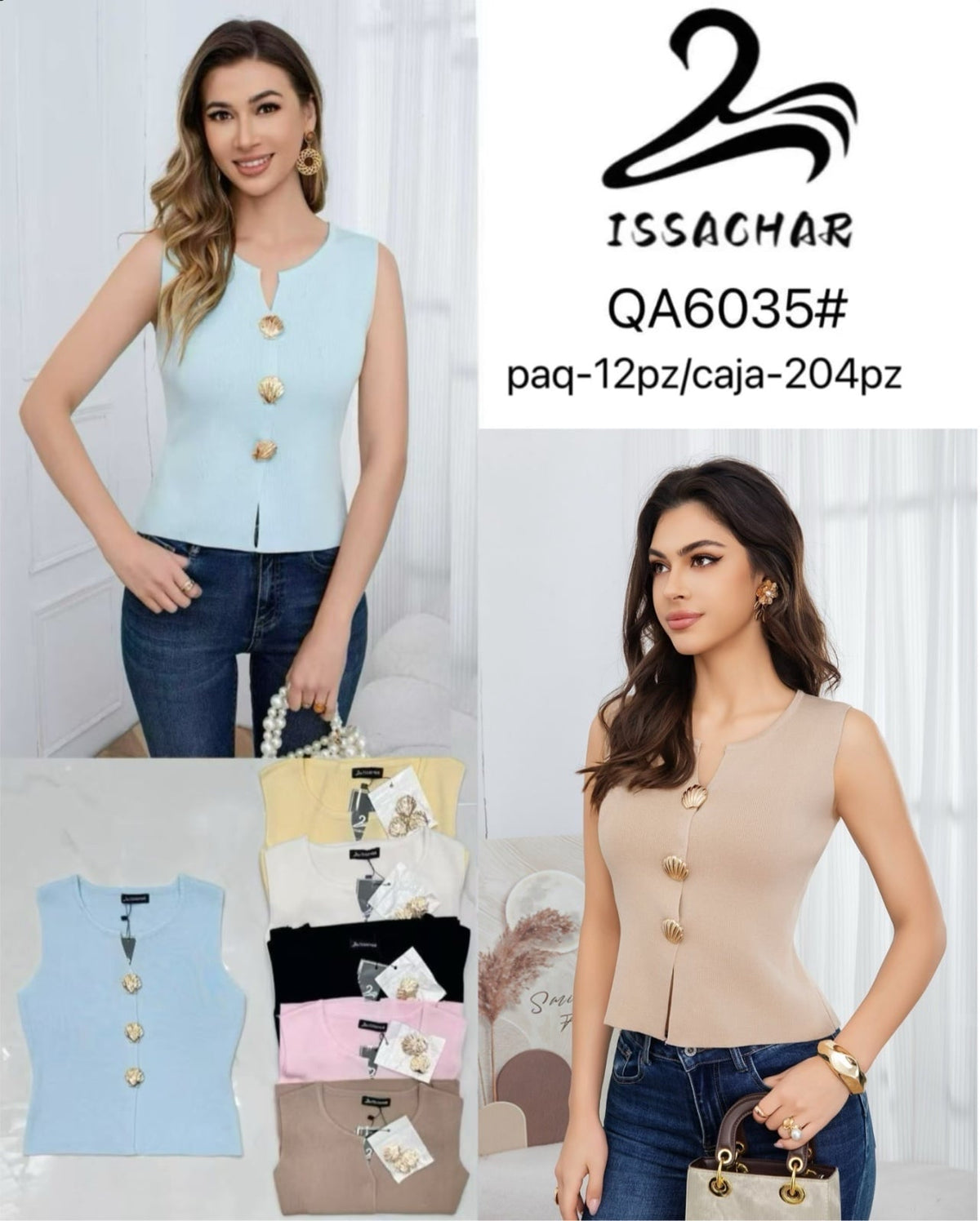 Blusa con botones decorativos-QA6035#