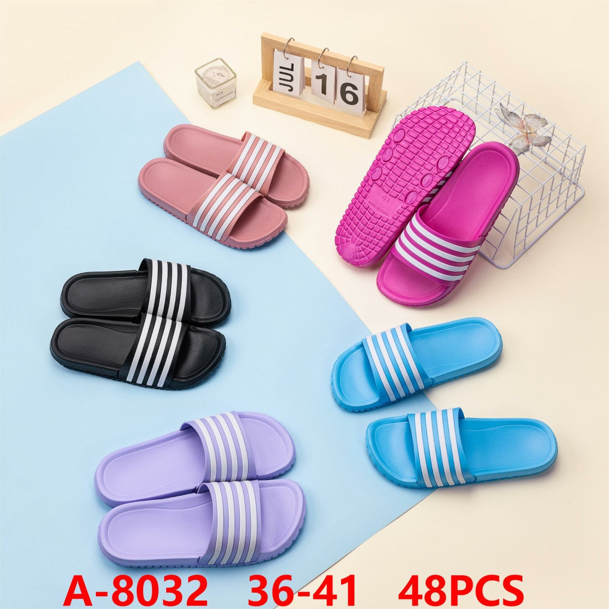 Sandalias de playa con franjas-A-8032