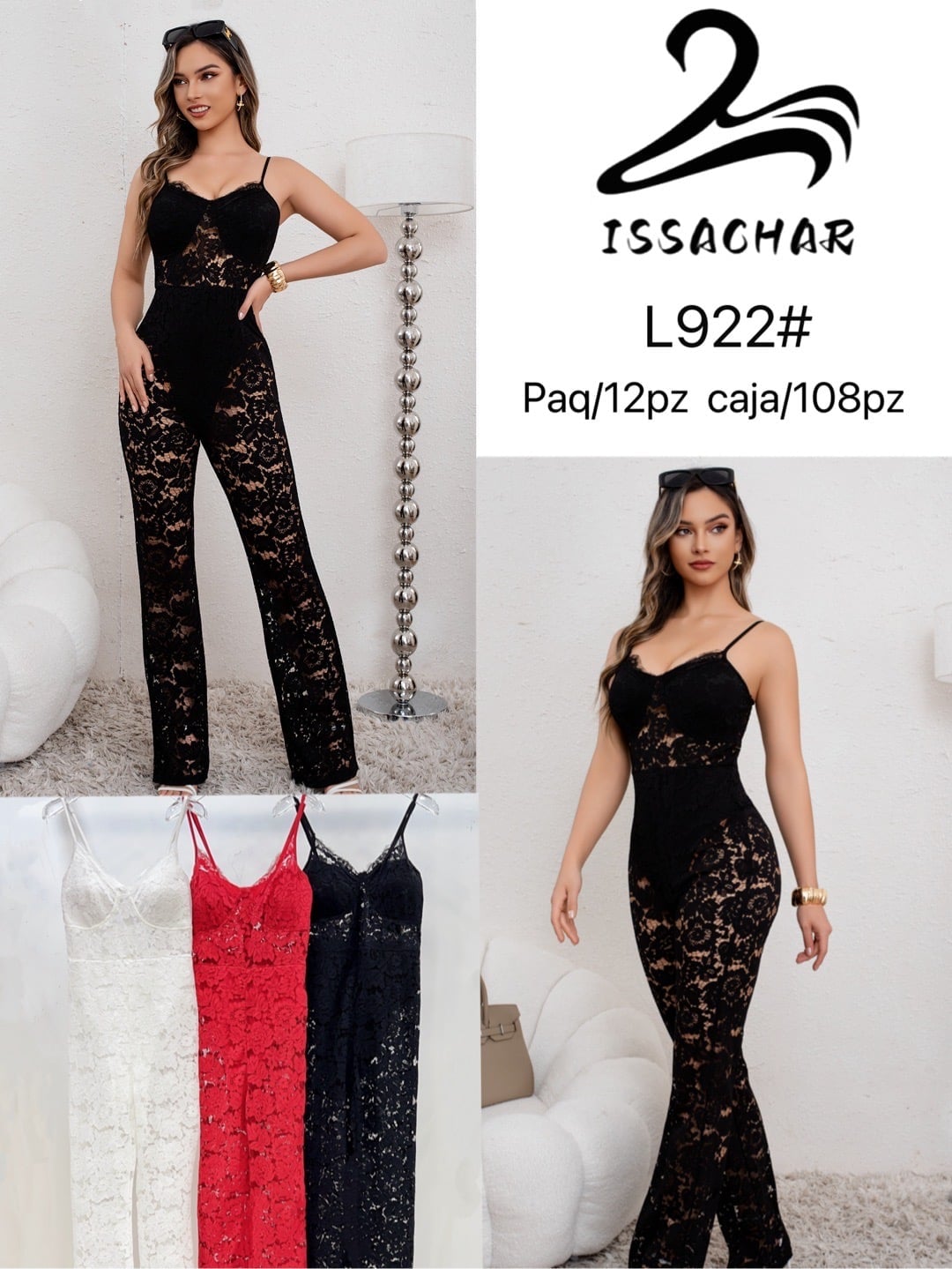 Jumpsuit de encaje-L922#