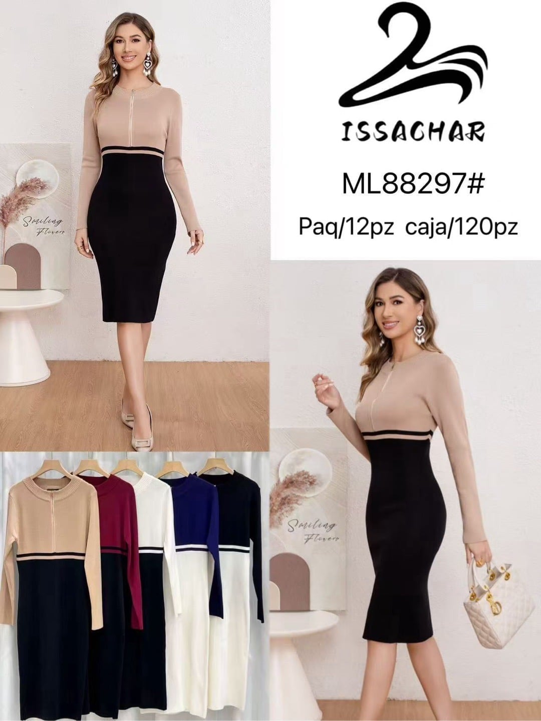 Vestido de punto con cierre-ML88297#