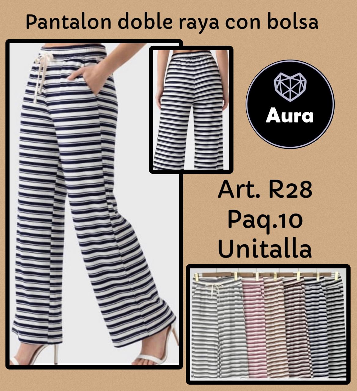 Pantalón de rayas con bolsa-R28