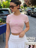 Playera Crop Top con bordado de flor-A1250