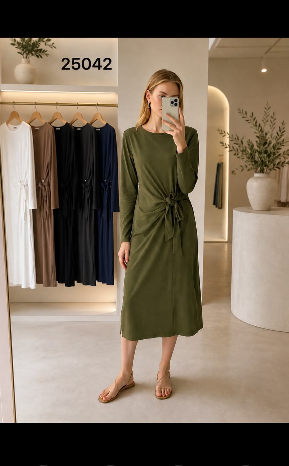 Vestido largo con nudo-25042