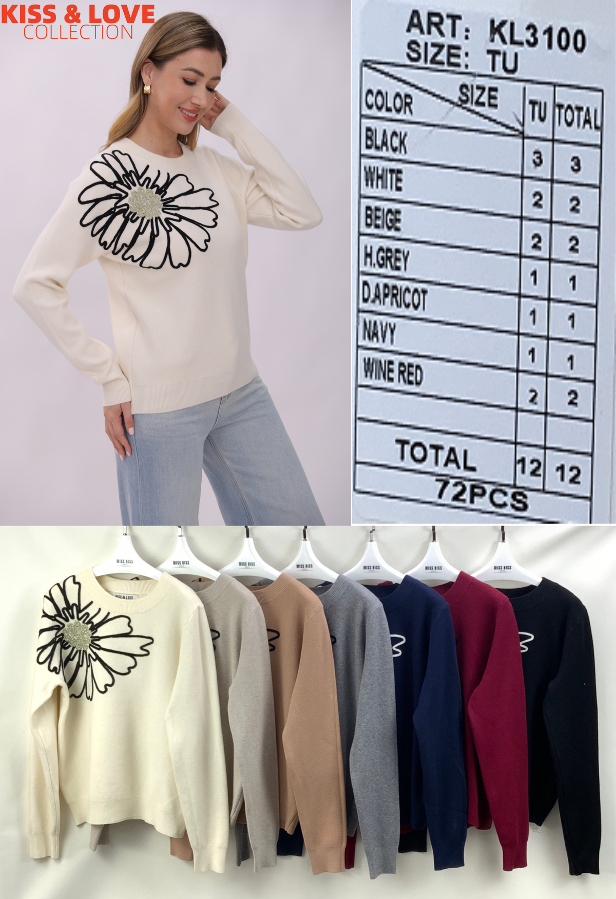 Suéter con diseño de flor-KL3100