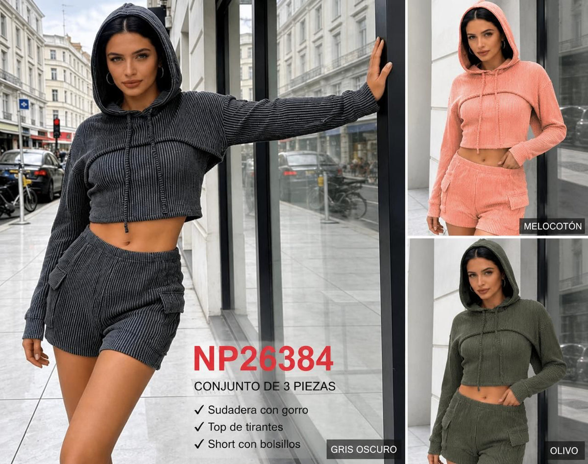 Conjunto de sudadera, top y short-NP26384