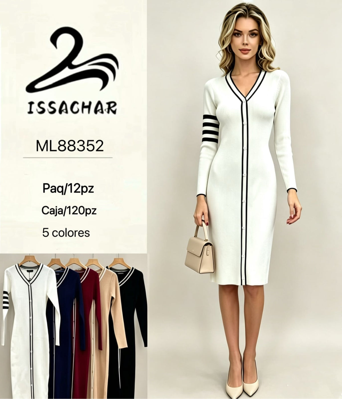 Vestido de punto con botones-ML88352