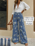 Jeans corte recto con estampado floral-A3869