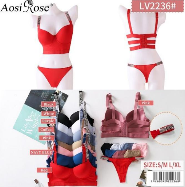 Conjunto de lencería con tirantes estampados-LV2236#