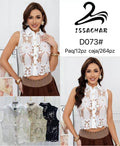 Blusa de encaje sin mangas-D073#