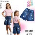 Bermuda rígida de mezclilla para niñas con estrellas-BRMD