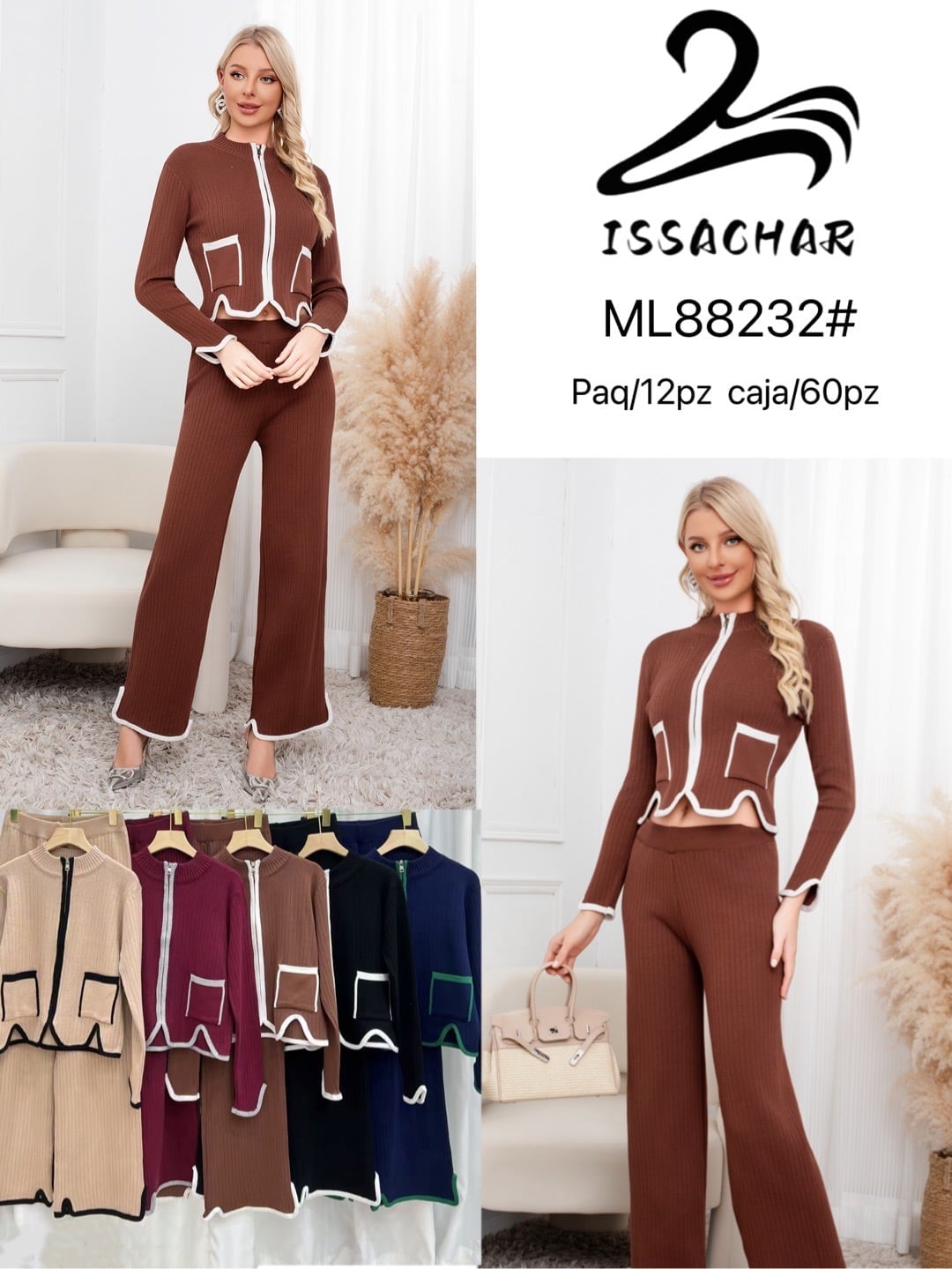 Conjunto de top con cierre y pantalón-ML88232#