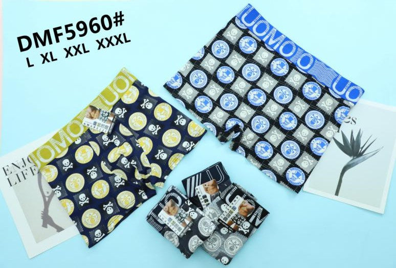 Bóxers para hombre con estampado de calaveras y monedas-DMF5960#