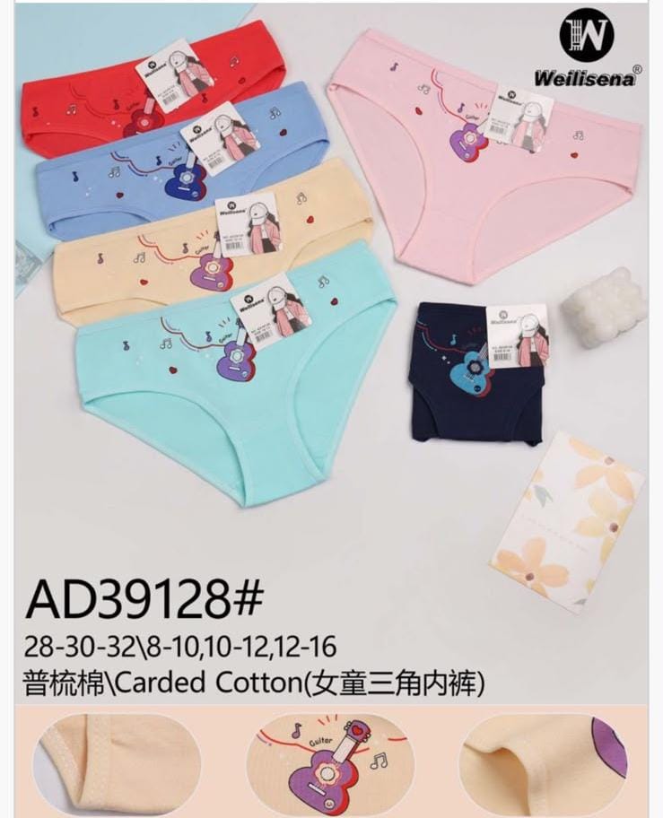 Braguitas de algodón para niña con estampado de guitarra-AD39128#