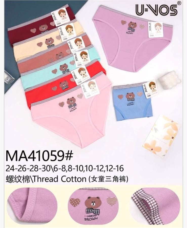 Braguitas triangulares de niña con estampado de oso-MA41059#