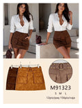 Falda con bolsillos y cinturón decorativo-M91323