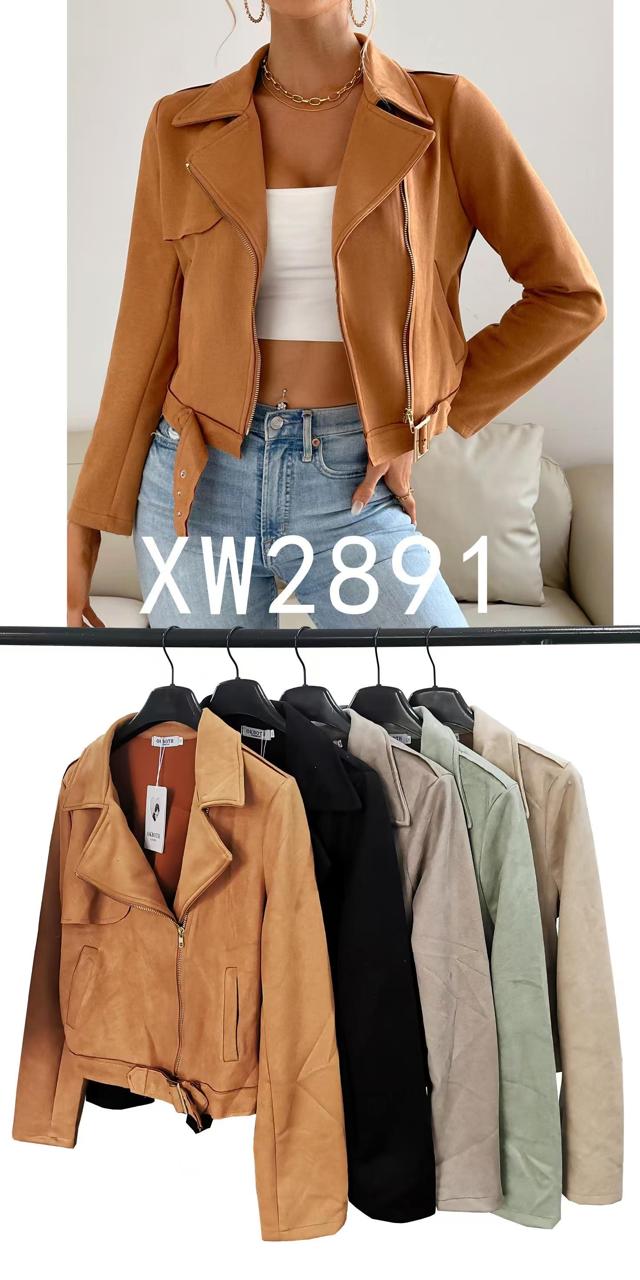 Chaqueta de gamuza con cierre-XW2891