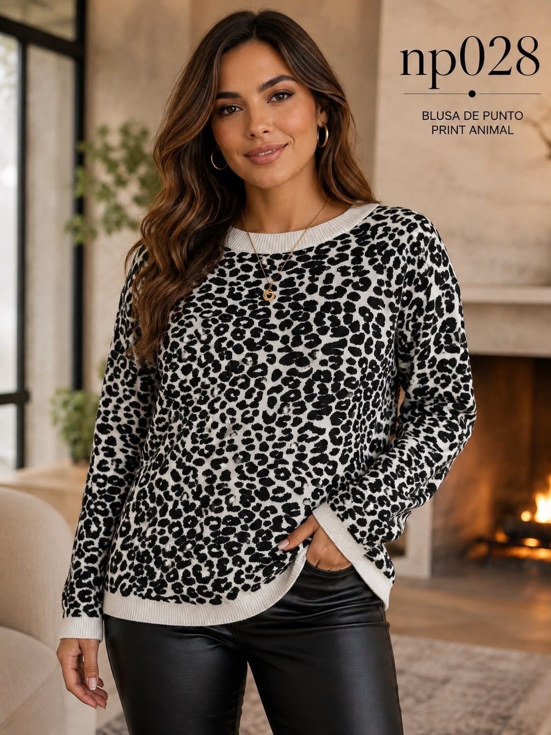 Blusa de punto print animal-NP028