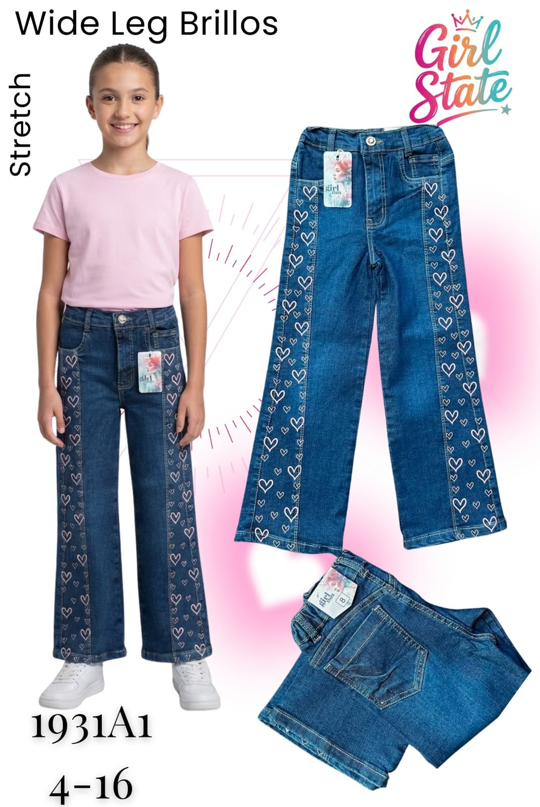 Pantalones Wide Leg con corazones-1931A1