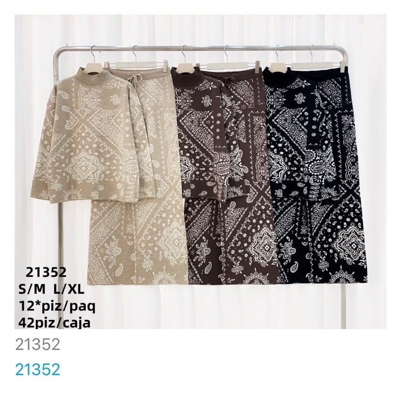 Conjunto de dos piezas de punto con estampado de bandana-21352